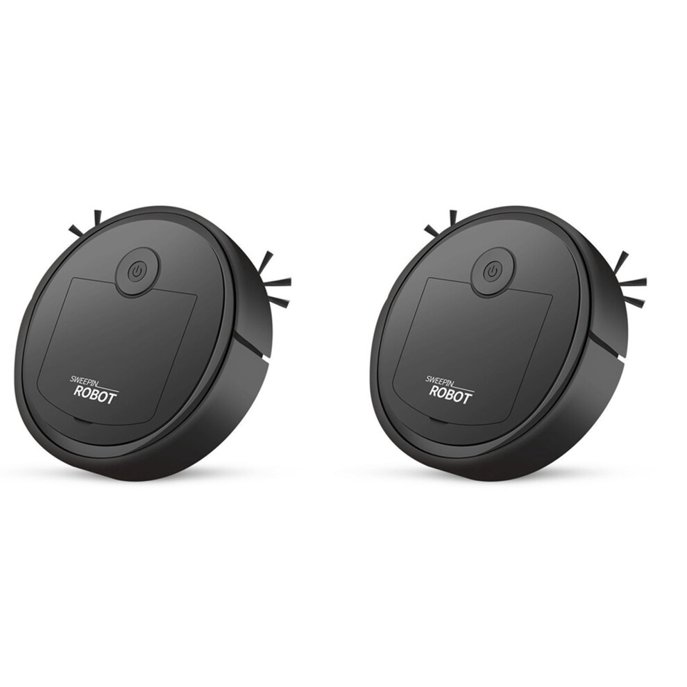 2X Robotic Vacuum Intelligent Low Noise Floor Sweeper Dust Catcher Carpet Cleaner ,Black