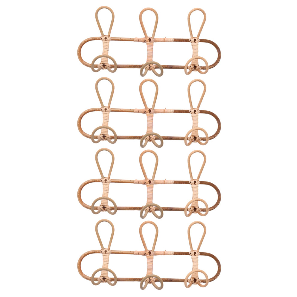 4 Ganci Da Parete In Rattan Per Bambini, Organizer Per Vestiti, Cappelli, Appendiabiti In Rattan Per Bambini-image