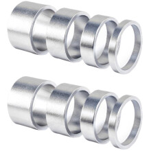 8 stuks 5/10/15/20 mm aluminiumlegering headset-stuurpen-spacer 28,6 mm vorkringdop voor racefietsen, zilver