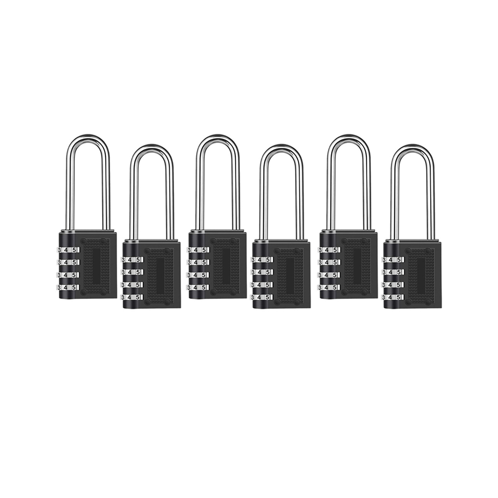 6 Pack Outdoor Combination Padlock Long Shackle Lock 6.5cm Shackle Waterproof 4 Digit Resettable Combination Lock