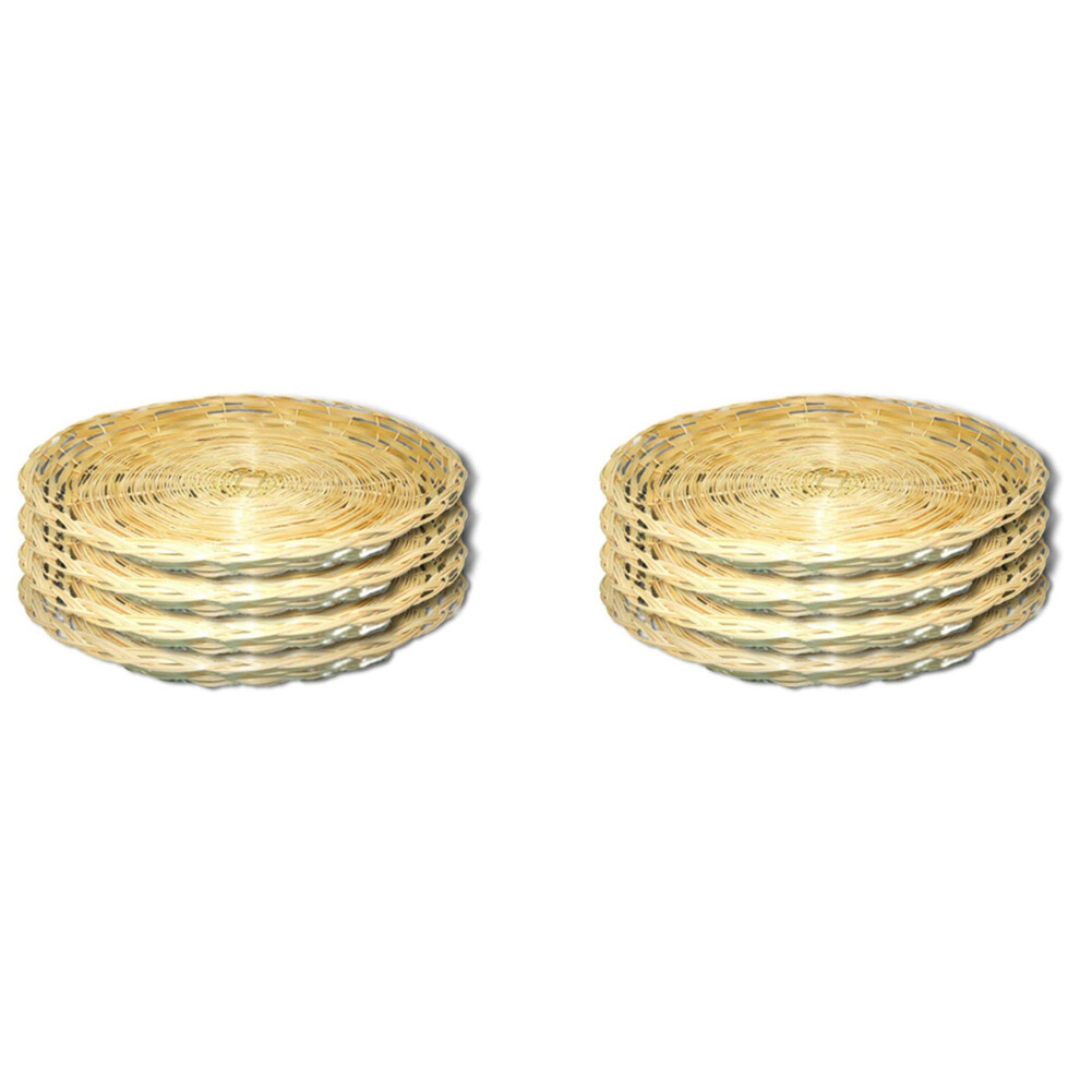 8 Pcs Bamboo Paper Plate Holder - 10 Inch Round Woven Plate Holder, Reusable Paper Plate Holders for Picnic Party