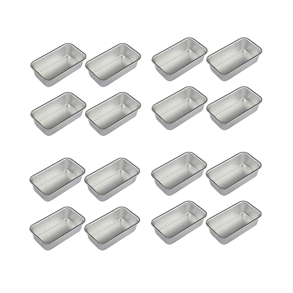 16Pcs Aluminum Alloy Loaf Tin Rectangular Non-Stick Bread Mould Bread Loaf Pans Kitchen Dining Bar Supplies
