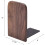4Pcs Wooden Bookends with Metal Base Heavy Duty Black Walnut Book Stand with Anti-Skid Dots for Office Desktop 2