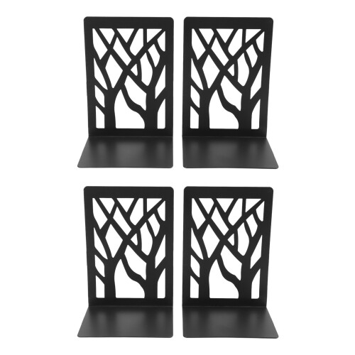 Book Ends for Heavy Books,Book Shelf Holder Home Decorative, Metal Bookends Black 2 Pair,Bookend Supports, Book Stoppers
