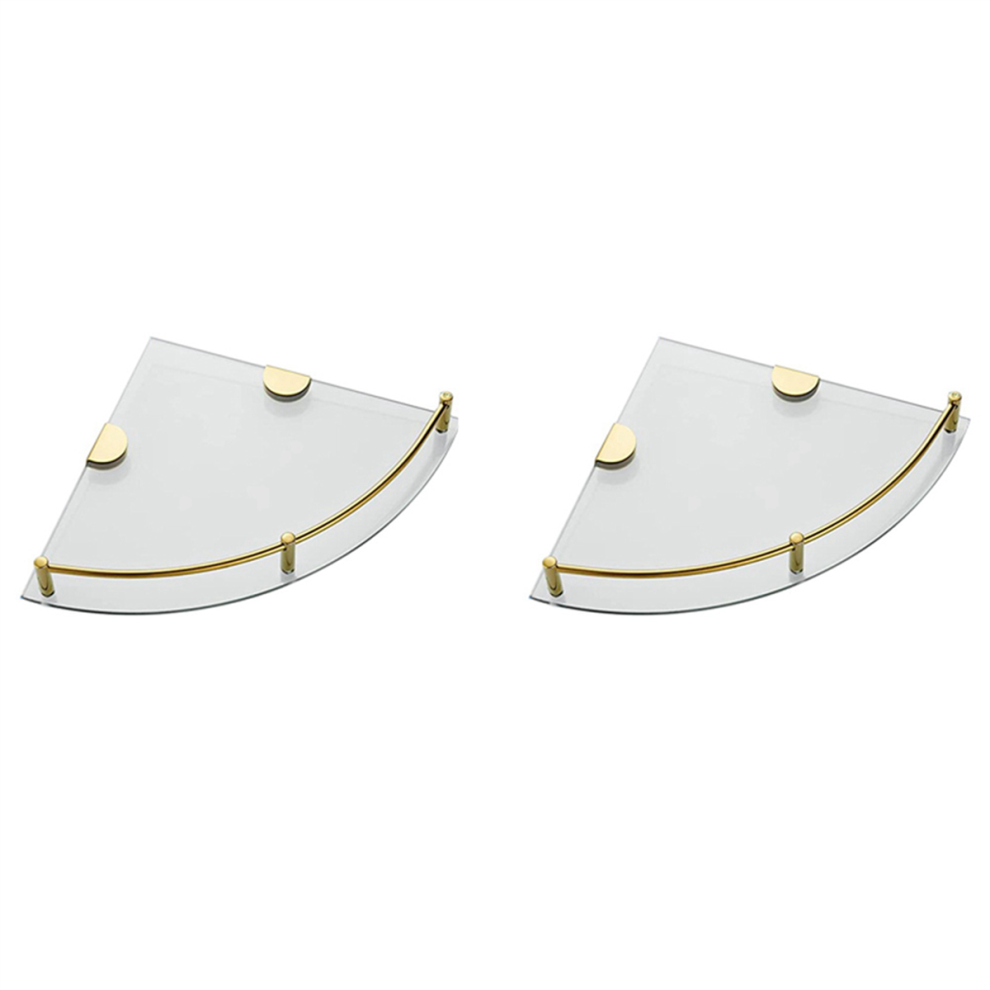 2X Bathroom Shelves, Bathroom Glass Corner Shelf Wall Mounted ,Tempered Glass Shelf for Storing Shower Gel/Soap-B-image-OPC-PC2N7TN-NEW
