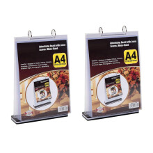 2X A4 Multi-Página Flip Display Cartão Etiqueta Expositor Destacável Etiqueta Porta-Menu Empresarial