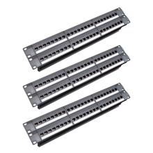 3X 19Inch 1U Cabinet Rack Pass-Through 24 Port CAT6 Patch Panel RJ45 Cable Adapter Jack Modular Frame