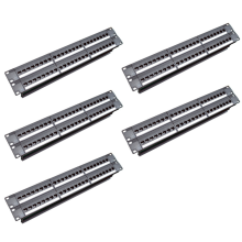 5X 19Inch 1U Cabinet Rack Pass-Through 24 Port CAT6 Patch Panel RJ45 Cable Adapter Jack Modular Frame