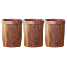 3X Retro Wood Grain Trash Can Household Living Room Kitchen Trash Can