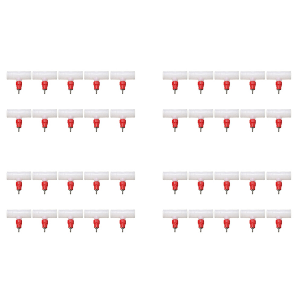 Chicken Nipples Tee Fittings - Fully Automatic Poultry Waterers Kit Chicken Water Drinker 40 Pack