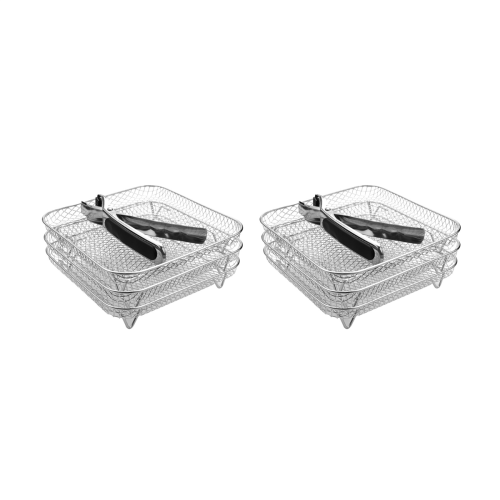 2pcs 8 Inch Rack Square Three Stackable Racks,Stainless Steel Multi-Layer Dehydrator Rack 2