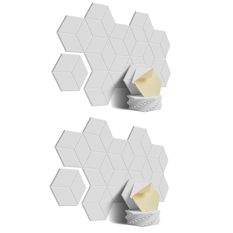 24 Pack Acoustic Foam,Self-Adhesive Sound Proof Panels,For Sound Insulation &Acoustic Treatment(White) 4762149461147