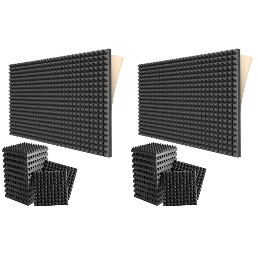 24 Pack Self-Adhesive Sound Proof Foam Panels 2X12x12inch Acoustic Panels With High Density,Pyramid Design Acoustic Foam 4762149453708