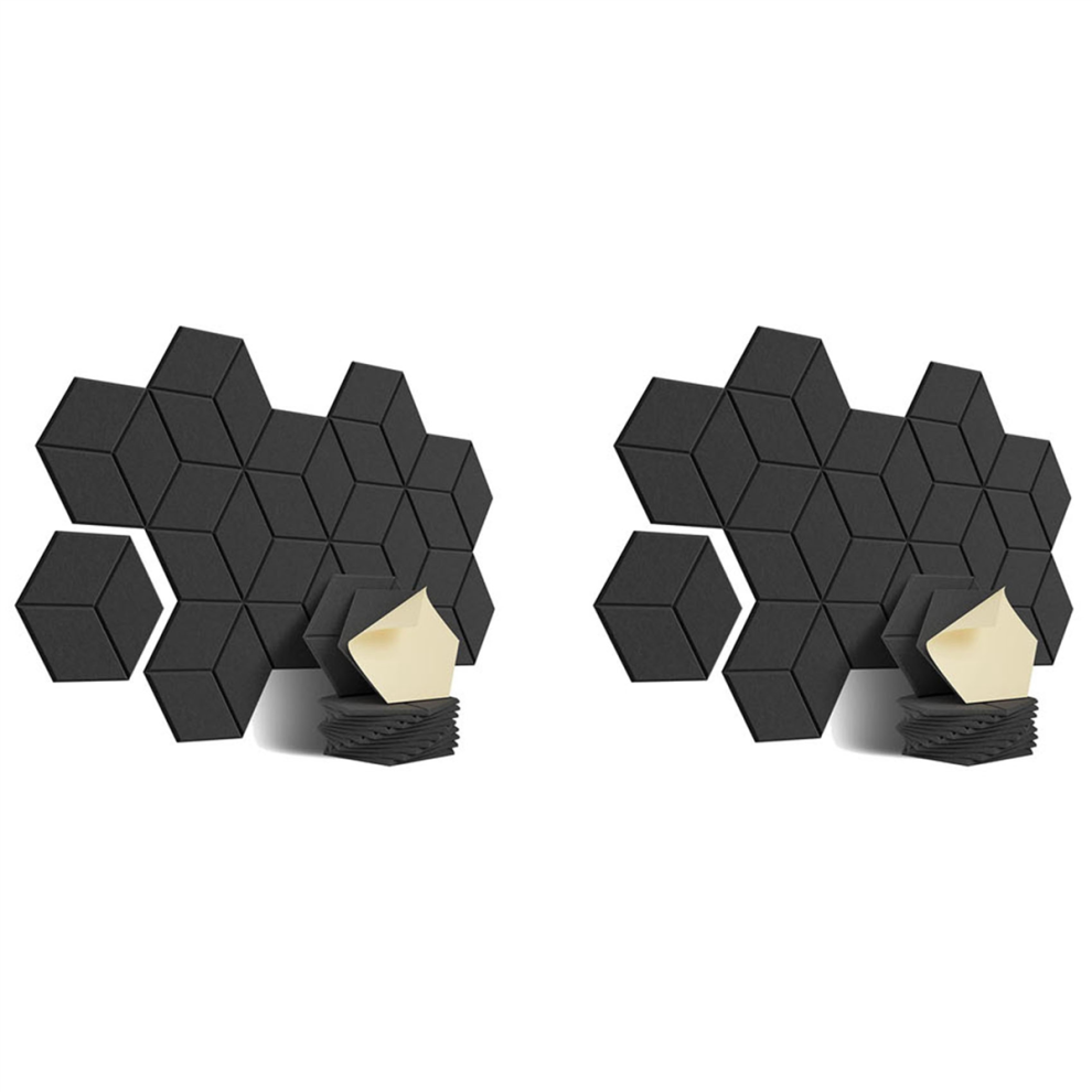 24 Pack Acoustic Foam,Self-Adhesive Sound Proof Panels,For Sound Insulation &Acoustic Treatment(Black) 4762149489844