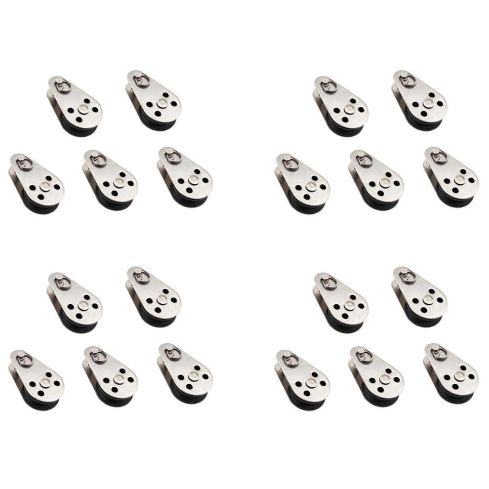 20Pcs Stainless Steel M25 Pulley Block Hanging Wire Towing Wheel Lifting Wire Rope Cable Pulley Roller 4762149487840