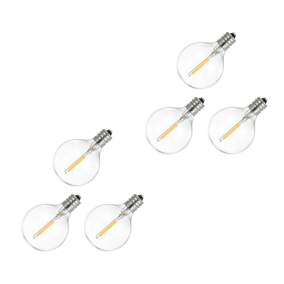 6Pcs G40 LED Replacement Light Bulbs, E12 Screw Base Shatterproof LED Globe Bulbs for Solar Warm White