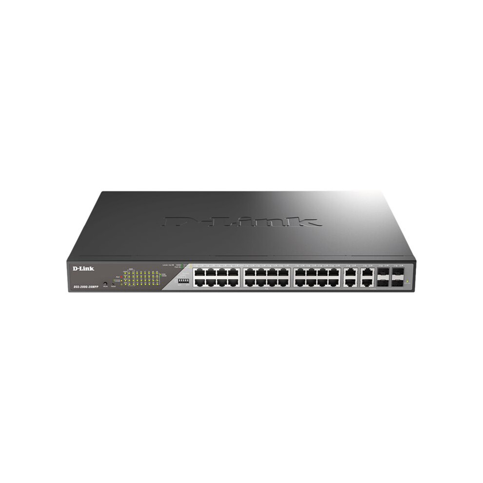 D-Link DSS 200G-28MPP - Switch - Managed - 24 x 10/100/1000 (PoE) + 4 x combo SFP - rack-mountable - PoE (518 W)