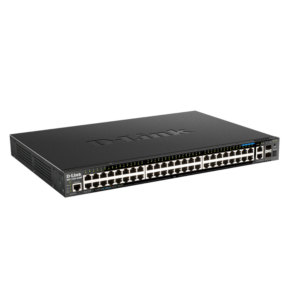 D-Link DGS 1520-52MP - Switch - L3 - smart - 44 x 10/100/1000 (PoE+) + 4 x 2.5GBase-T (PoE+) + 2 x 10 Gigabit Ethernet +