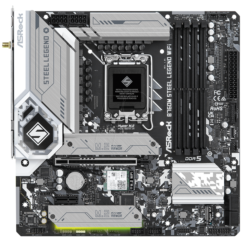 Asrock Hauptplatine - B760m Steel Legend - Wifi - Micro Atx - Ddr5 - Lga 1700 - Bild 6