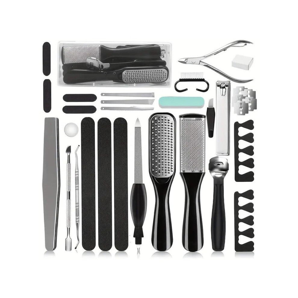 ORiTi 26 In 1 Professional Pedicure Tools Set Stainless Steel Foot Care Kit Foot Rasp Dead Skin Remover Pedicure Kit For Men Women Travel 0.62lb