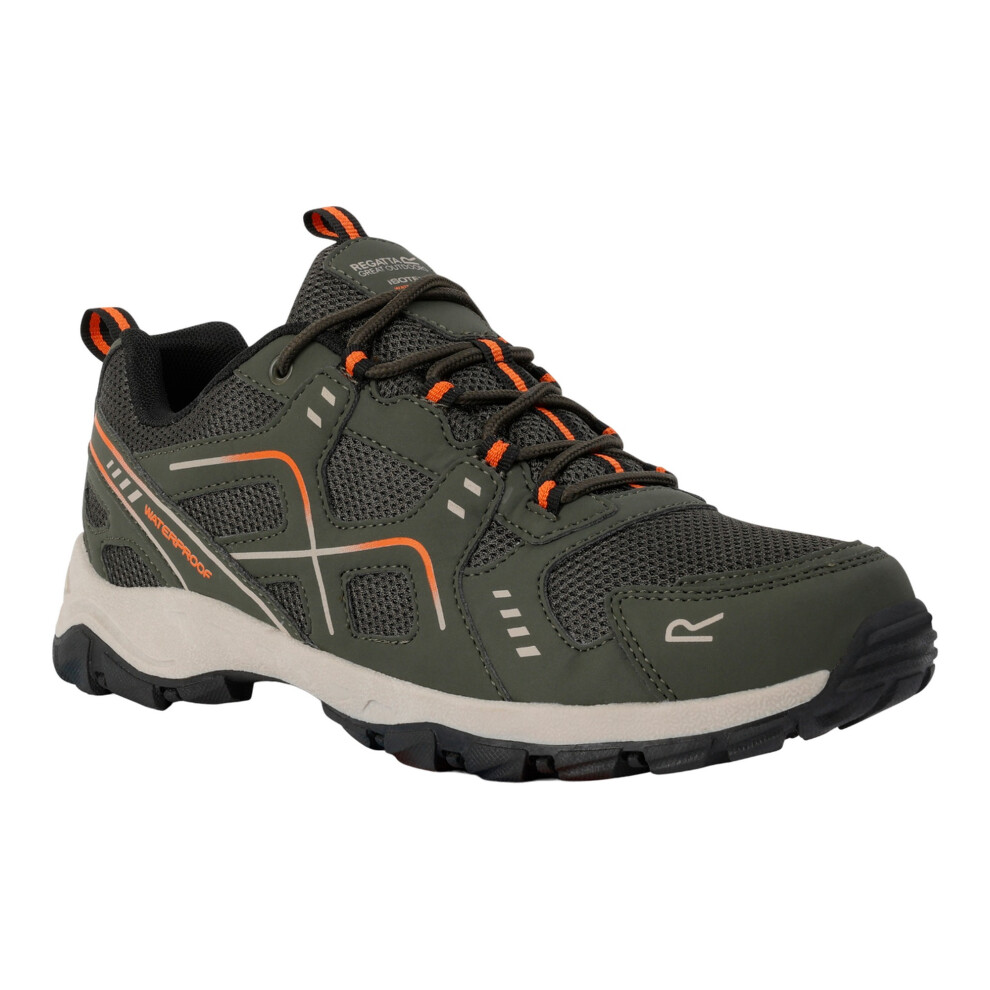 (6.5 UK, Dark Khaki/Blaze Orange) Regatta Mens Vendeavour Waterproof Walking Shoes