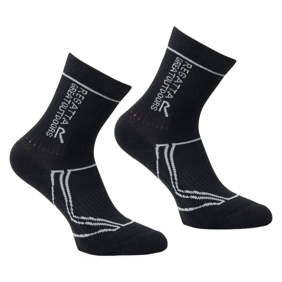 (13-2 Child UK, Black/Dark Steel) Regatta Great Outdoors Childrens/Kids 2 Season Coolmax Trek & Trail Socks