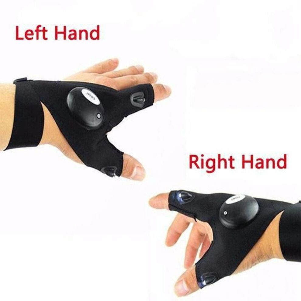 (black) 2pcs Led Flashlight Gloves Gifts For Men Handsfree Lights For Fishing Camping Hiking Repairing