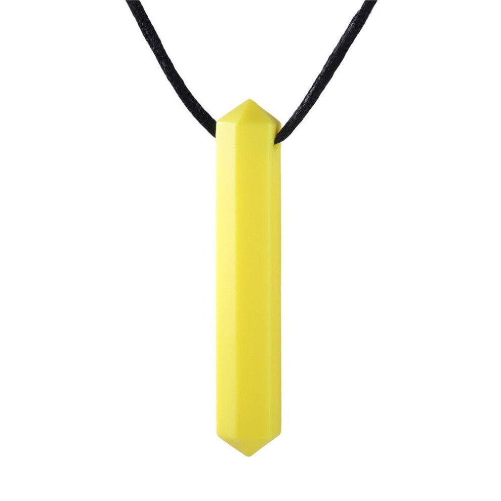 (yellow) Anti Autism Adhd Biting Chewing Pendant Chewy Necklace Teething Toys Sensory Chew Teether Necklace
