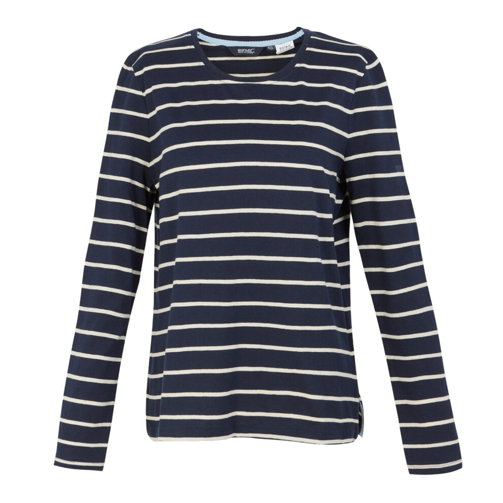 (20 UK, Navy/Light Vanilla) Regatta Womens/Ladies Federica II Stripe Long-Sleeved T-Shirt