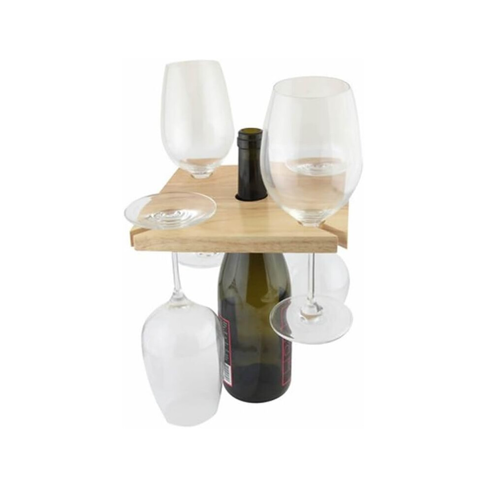 4 Glass Wooden Wine Bottle & Glass Holder Rack Display Storage Board-image-OPC-PFYFT7F-NEW