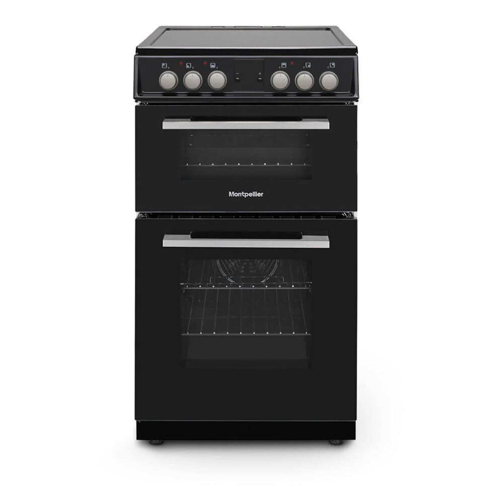 Montpellier Mdoc50fk Black 4-Zone Electric Cooker, A-Rated, Double Oven, Flat Ceramic Hob