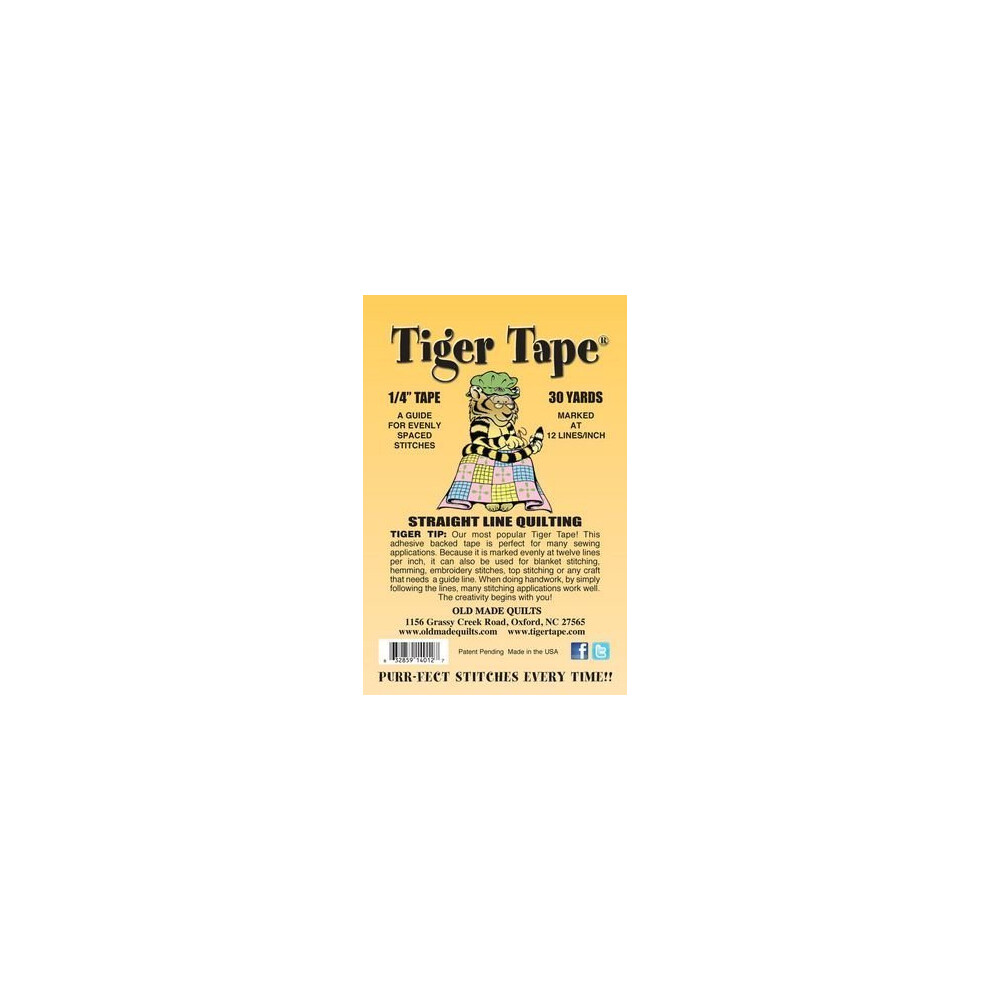 Tiger Tape 1/4-12"" Lined Stitching Tape 30 Yards White-image