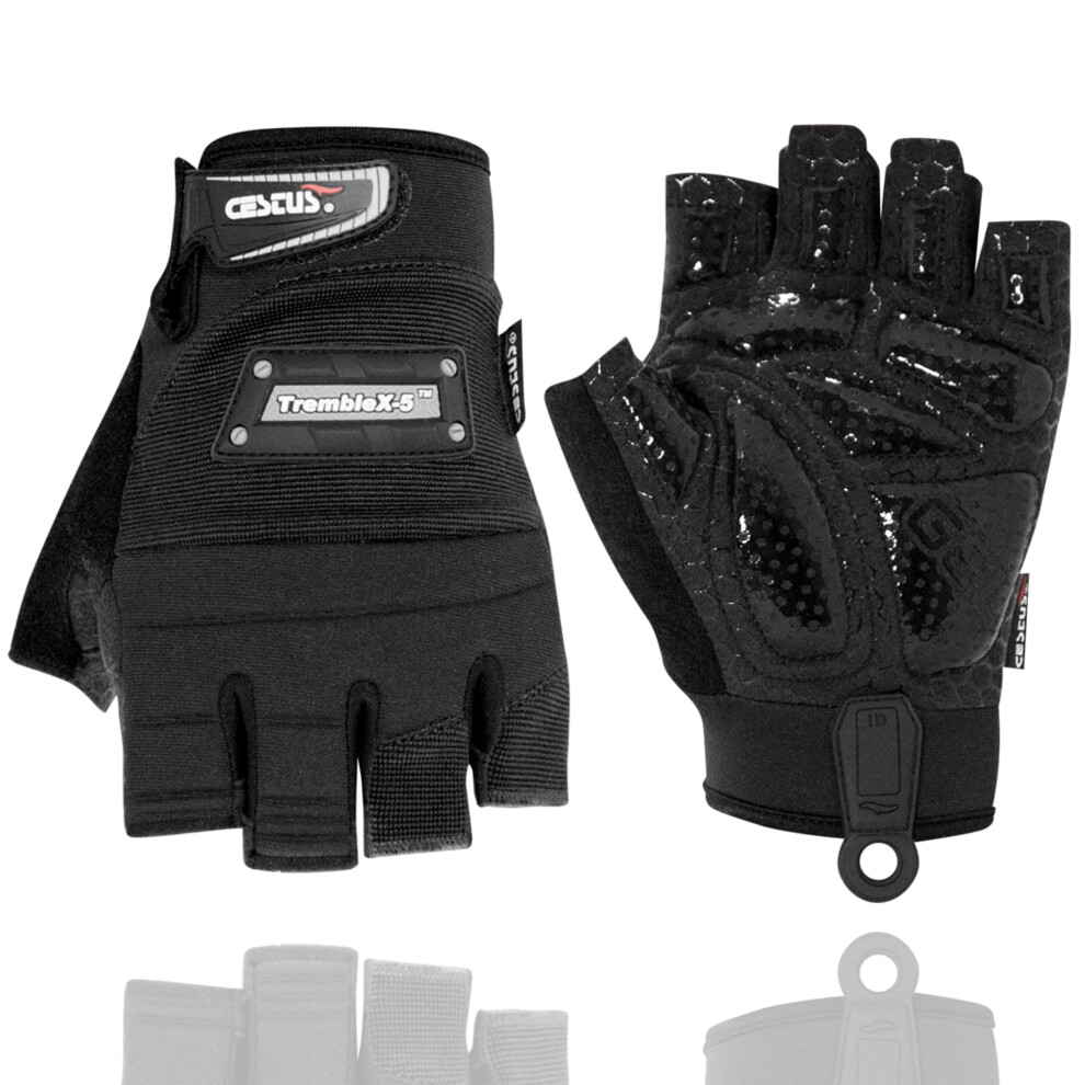 Cestus TrembleX-5 Anti Vibration Gloves Workout Gloves For Men Fingerless (Large)