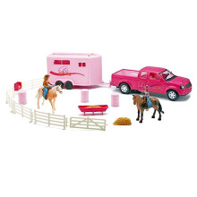 Ray-raios rosa Pick Up Caminh o e Trailer Conjunto de cavalos