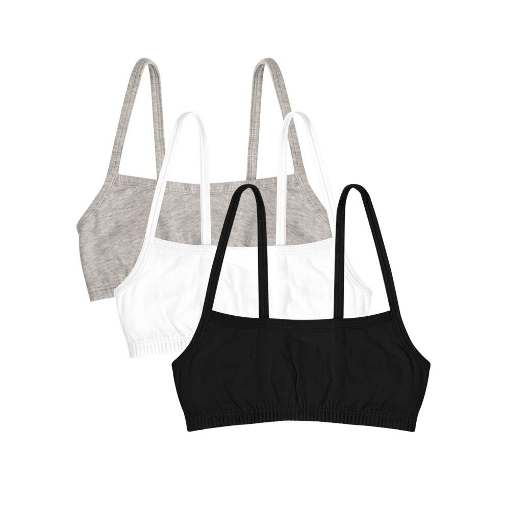 Fruit of the Loom girls cotton Spaghetti Strap Sport Bra, Black HueWhitegrey, 38