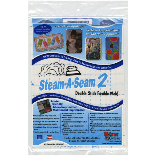 Steam-A-Seam 2 Double Stick Fusible Web-9""X12"" 5/Pkg(2 Pack)