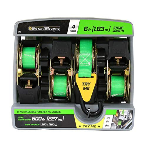 SMARTSTRAPS Αναδιπλούμενοι Ιμάντες Ραχάτ (4 ΤΜΧ) 1,500lb Αντοχή, 500lb Ασφαλές Φορτίο 1