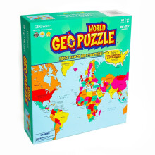 GeoToys GeoPuzzle, Världskarta i pussel, 68 bitar geografi pussel, spel & kartpussel, för barn 6-9 år