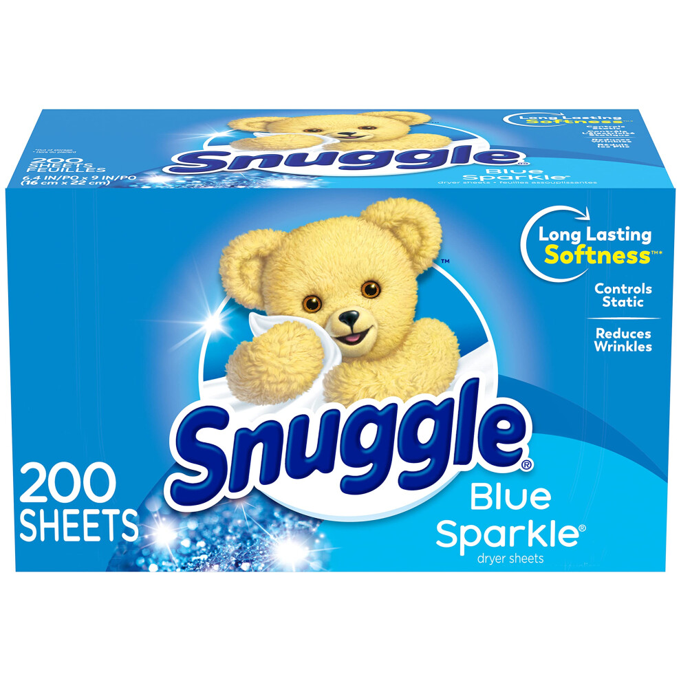 Snuggle Fabric Softener Dryer Sheets Sparkle 200 Count Blue