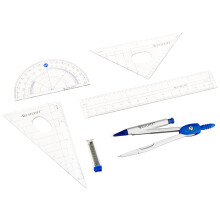 Kit de herramientas de geometría de seis piezas Westcott con estuche, colores variados, (14564)