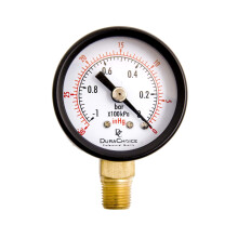 DuraChoice 1-1/2" Vacuüm manometer WOG Zwart Staal 1/8" NPT Lagere montage 30HG/0PSI