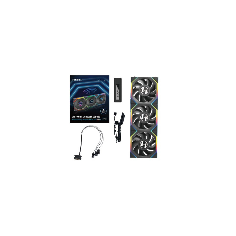 Lian Li UNI FAN SL Wireless LCD 3-pack - Gehuselfter - 120mm - Schwarz mit RGB LED - 30 dBA - Bild 4