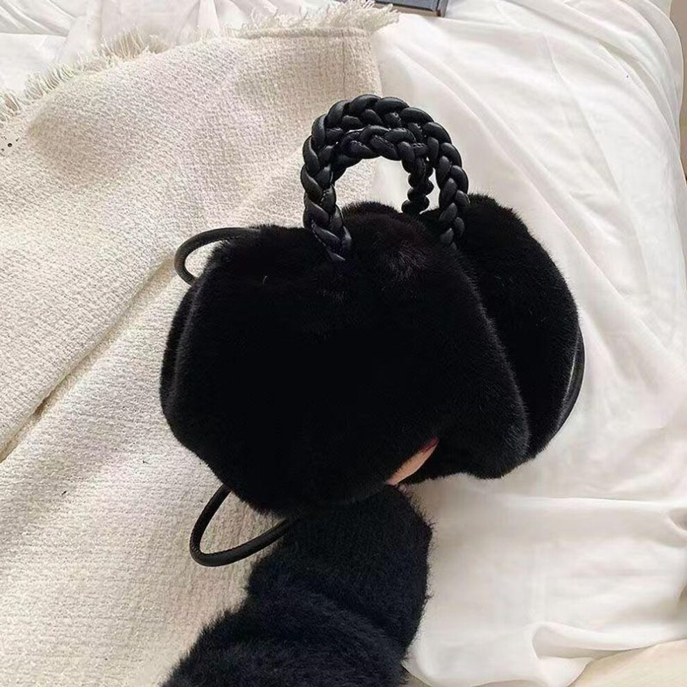 (black, 24x13x19cm) Yogodlns Fashion Plush Women Top Handle Shoulder Bags Trend Design Girl Faux Fur adies Large Capacity Crossbody Bags Handbags