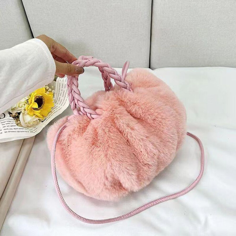 (pink, 24x13x19cm) Yogodlns Fashion Plush Women Top Handle Shoulder Bags Trend Design Girl Faux Fur adies Large Capacity Crossbody Bags Handbags