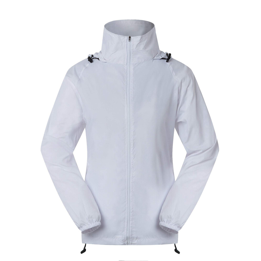 Spmor Women 's Lightweight Waterproof Jacket Hooded Windbreaker Running Coat White M