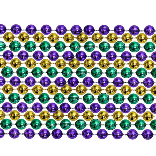 Colares de Pérolas Metálicas Roxo Dourado e Verde - 33 polegadas 07mm - 6 Dúzias (72 colares)