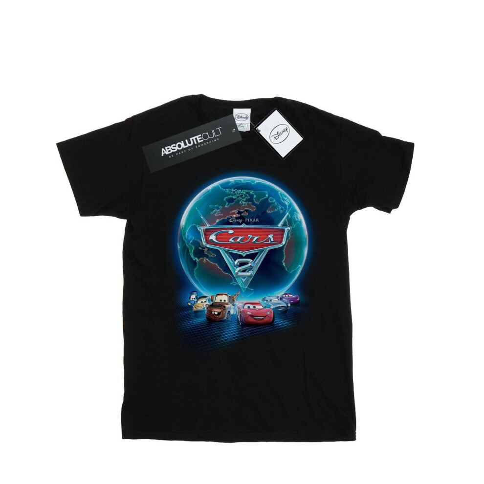(M, Black) Disney Mens Cars Globe Movie Poster T-Shirt