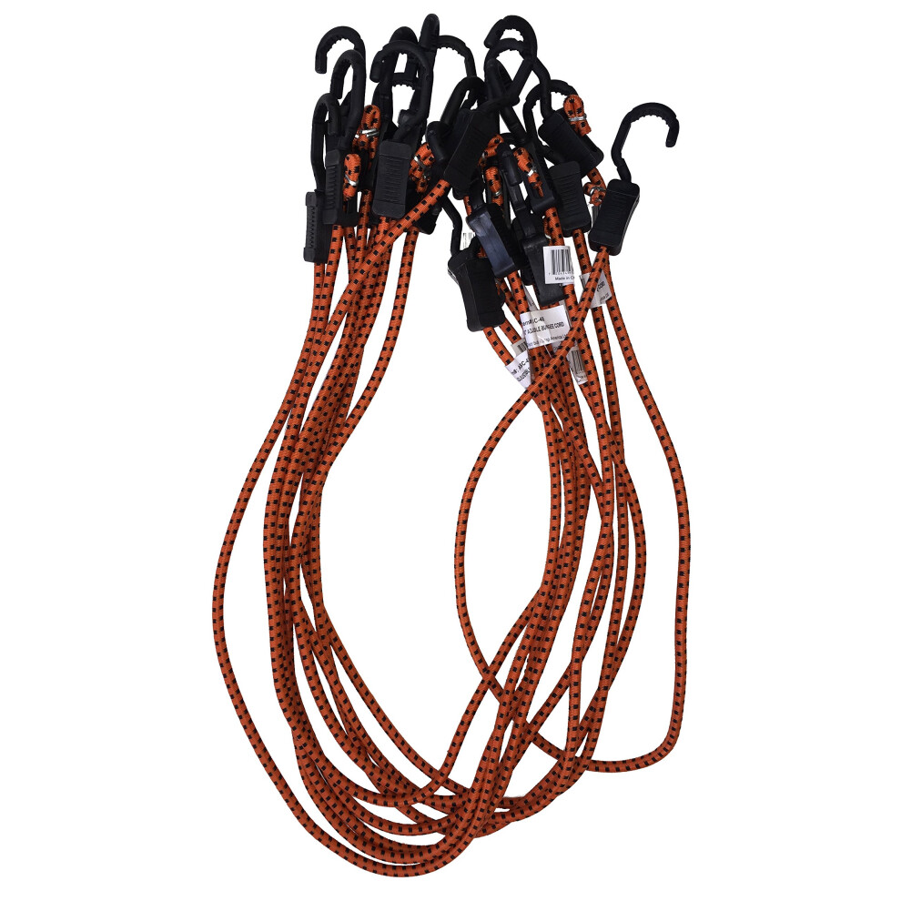 Kotap Mabc-48 All- Purpose Adjustable Bungee Cords With Hooks, 48-Inch, Orange/Black, 10 Count 720434930550