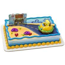 DecoSet SpongeBob Square Pants Krabby Patty Cake Topper 2-delt f?dselsdagsfests?t med rullende bilfigur for sjov efter festen 3""""H x 4.25""""B
