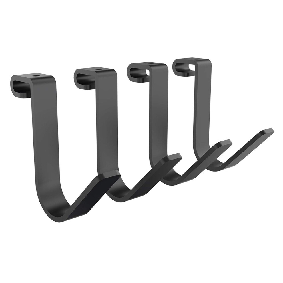 Fleximounts 4-Pack Add-On Storage Rail Hook Accessory For Garage Ceiling Storage Rack And Wall Shelving, Black 810072823793